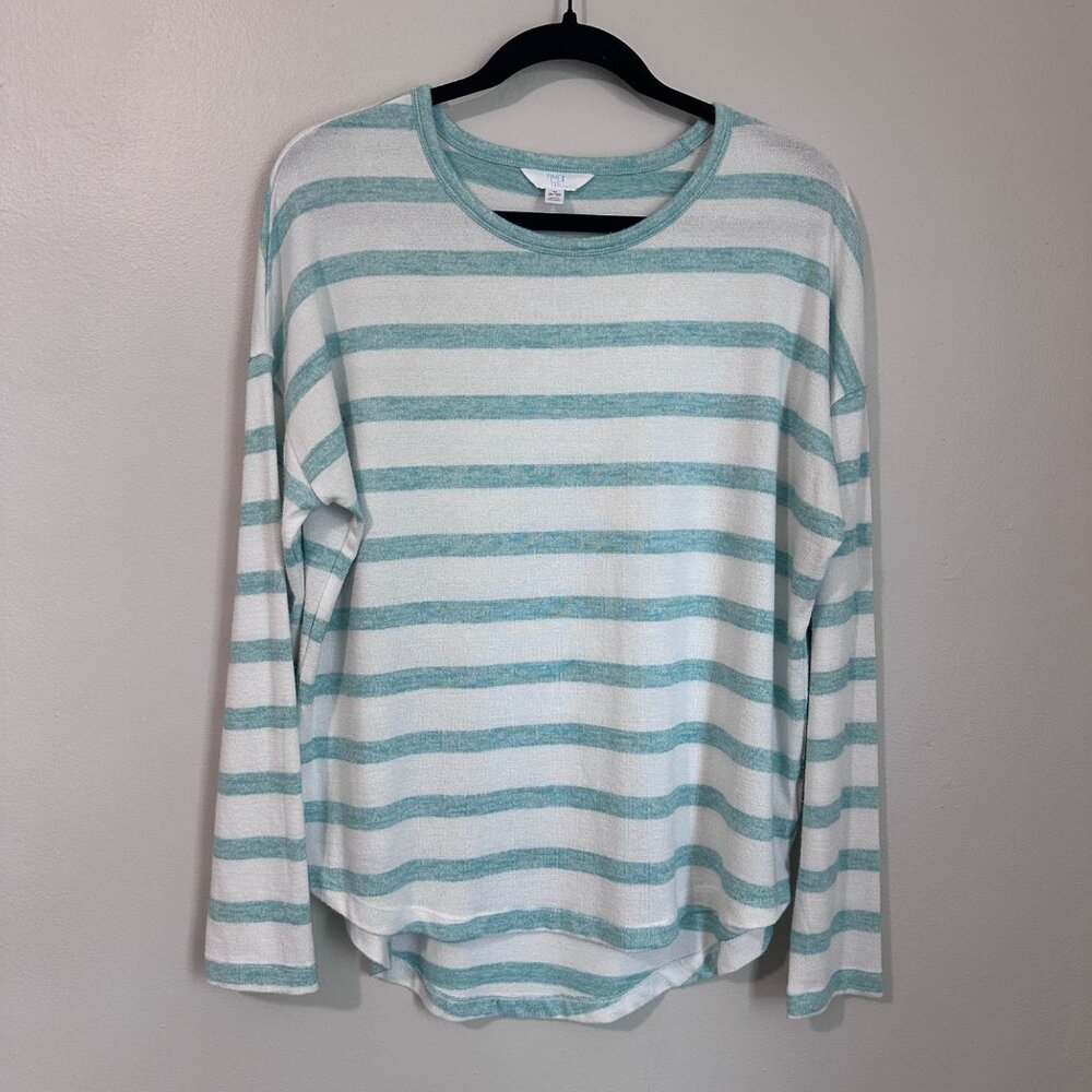 Time And Tru Long Sleeve Women's Striped Top Soft Knit Casual Size M